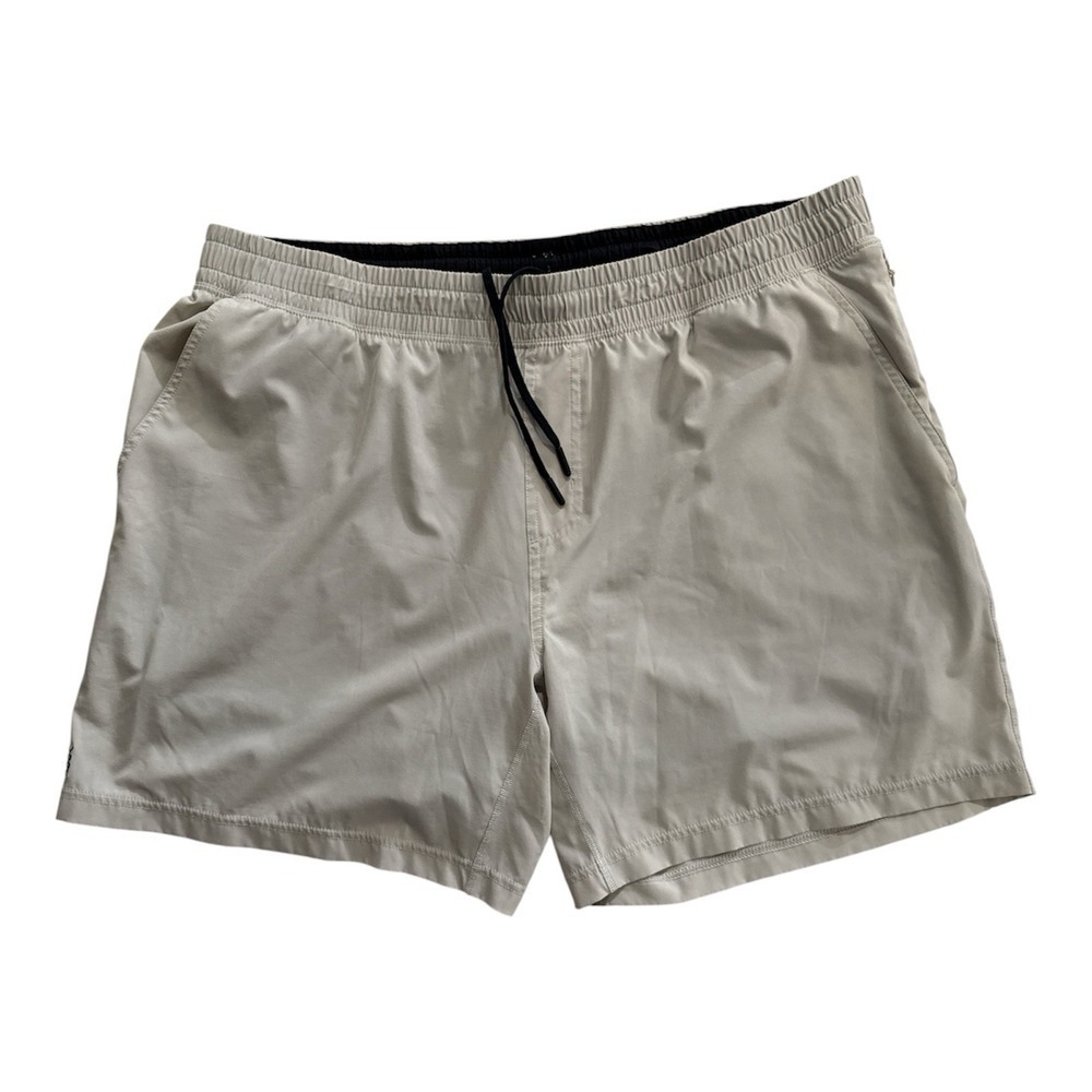 Rhone Shorts Mens XXL Beige Activewear Drawstring Pockets Lined Build in Briefs
